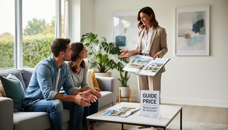 Hand holding a blank clipboard during a property viewing inside a modern apartment